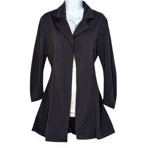 Found Knit Cardigan Long Blazer Gray, Stretch, Notched Lapel Size M